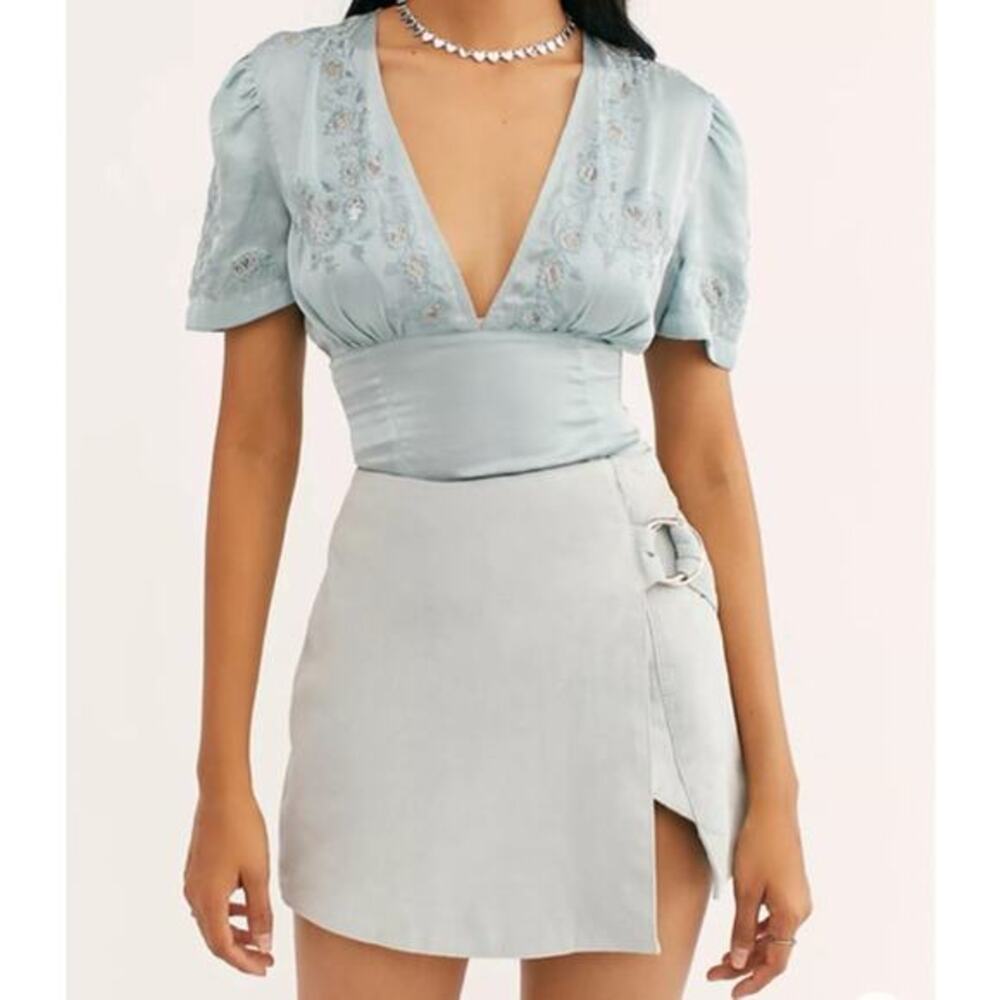 Free people x Understated leather Charlie Gray Suede‎ Mini Skirt